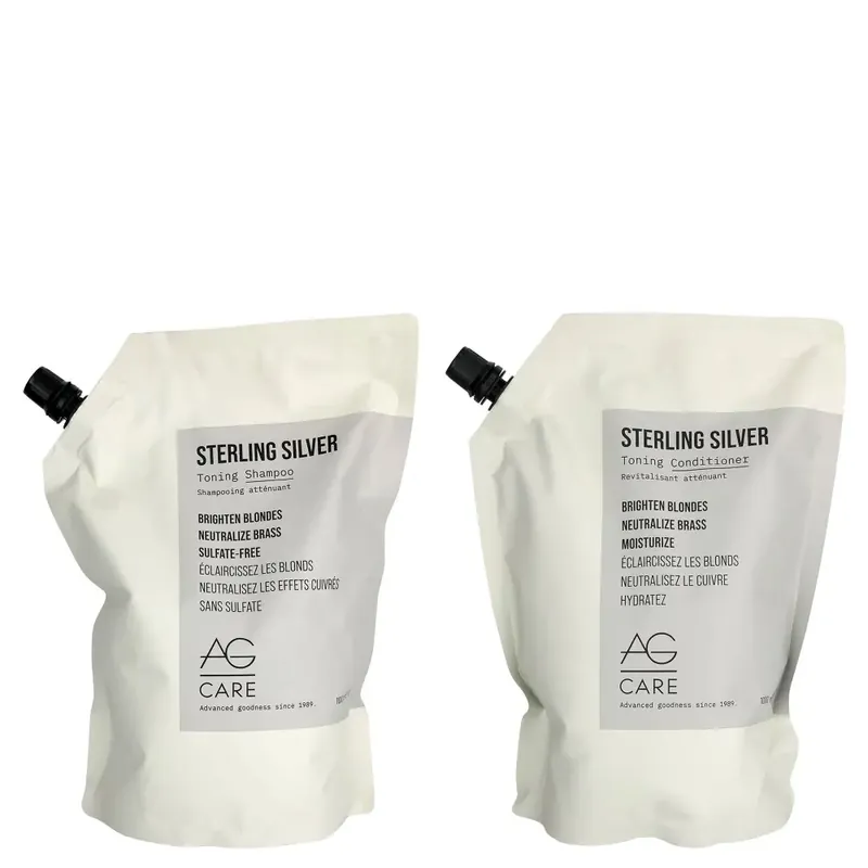 AG Care Sterling Silver Shampoo & Conditioner Set 33.8 oz Refill 2piece