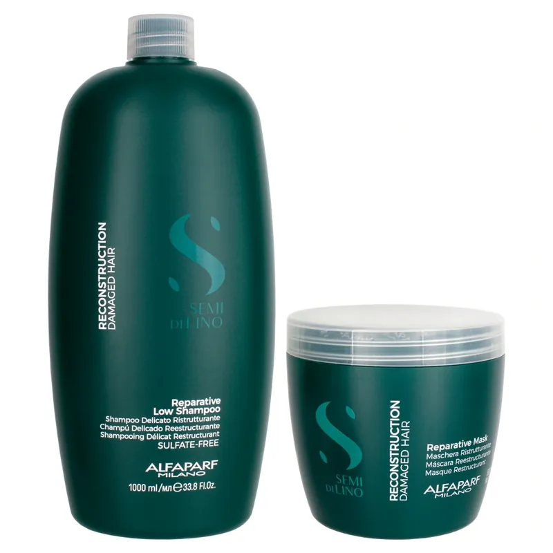 Alfaparf Semi di Lino Reconstruction Reparative Low Shampoo & Mask Duo 33.8 & 16.9 oz 2piece