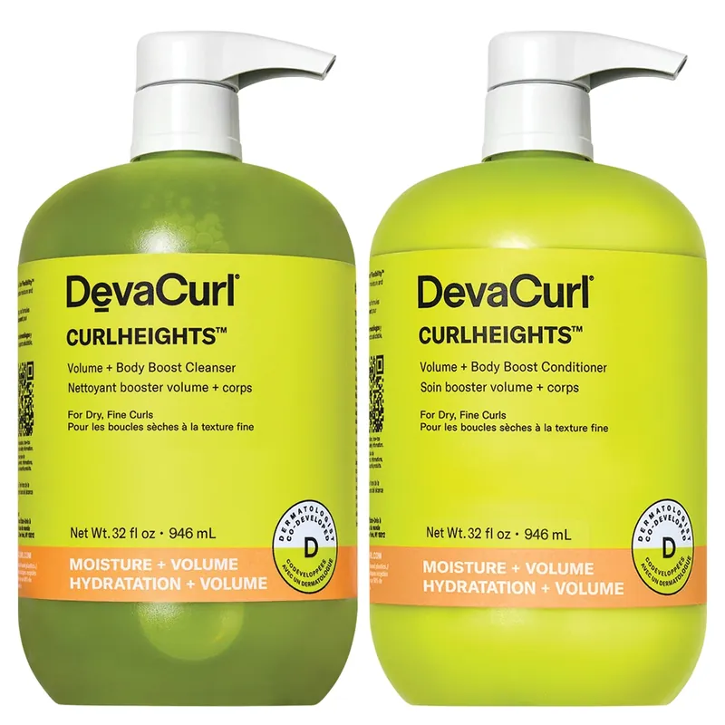 DevaCurl CurlHeights Volume & Body Boost Cleanser & Conditioner 32 oz 2piece