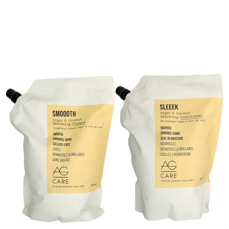AG Care Smoooth and Sleek Argan Shampoo & Conditioner Set 33.8 oz Refill 2piece