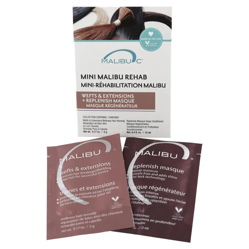 Malibu C Mini Malibu Rehab - Wefts & Extensions + Replenish Masque 2piece