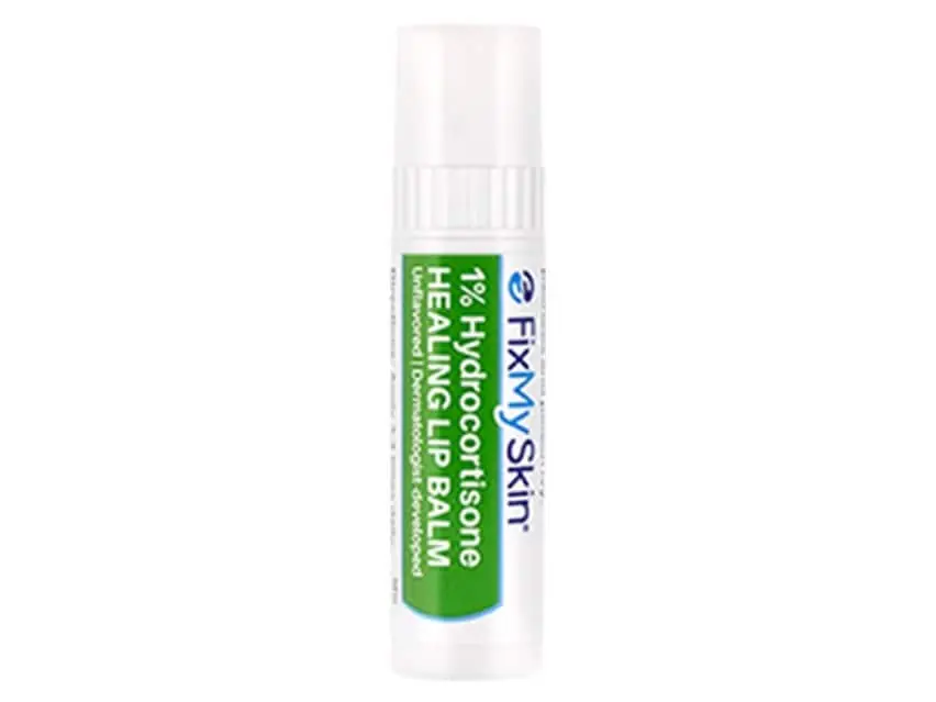 FixMySkin 1% Hydrocortisone Healing Lip Balm – Unflavored (formerly known as FixMySkin Healing Lip Balm Unflavored with 1% Hydrocortisone) 0.15 fl oz