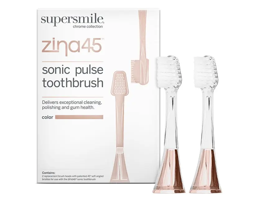 Supersmile Zina45 Sonic Pulse Toothbrush Replacement Heads - 2 Pack 2-Piece Set