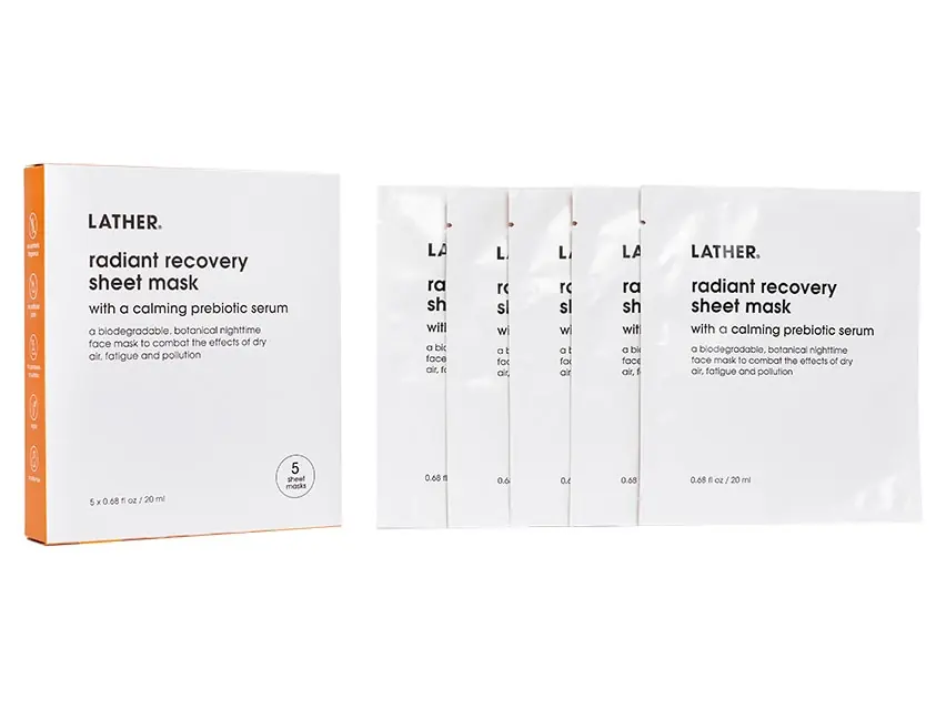 LATHER Radiant Recovery Sheet Mask 5 Masks