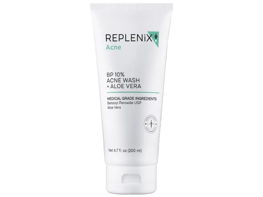 Replenix BP 10% Acne Wash + Aloe Vera (formerly known as Replenix Acne Solutions Benzoyl Peroxide 10% Wash with Aloe) 6.7 oz