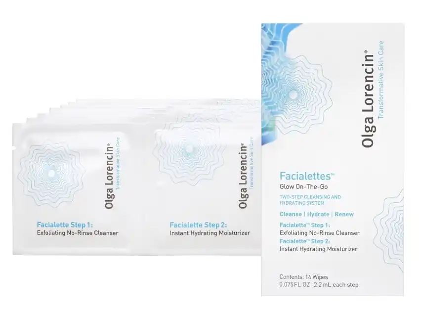 Olga Lorencin Skin Care 2 Step System Facialettes 14 Individual Treatment Wipes