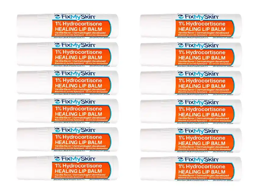 FixMySkin 1% Hydrocortisone Healing Lip Balm – Vanilla – Pack of 12