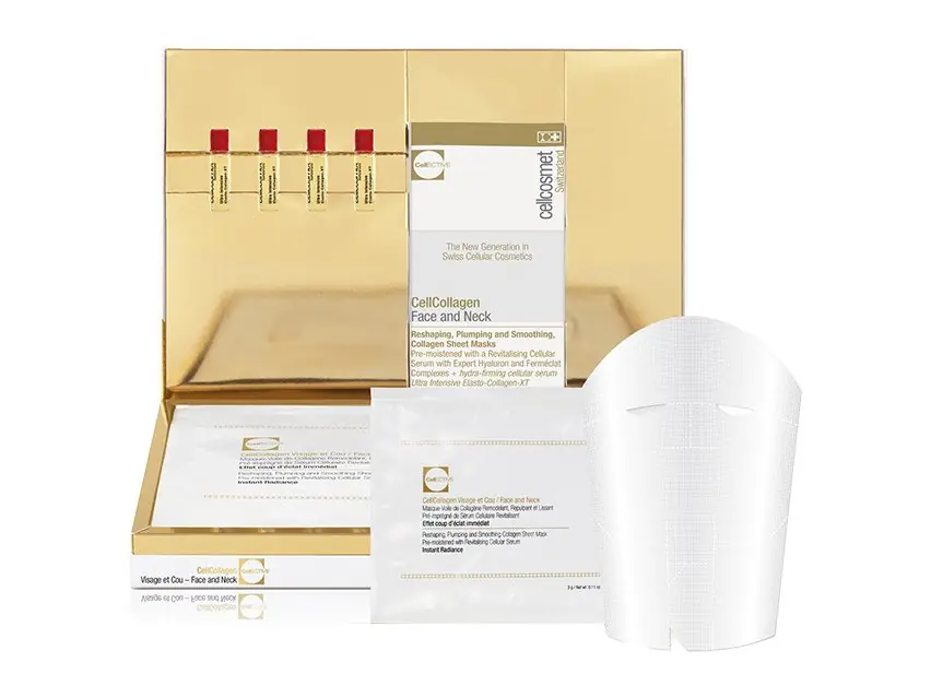 Cellcosmet CellCollagen Face and Neck Collagen Sheet Masks 4 Masks