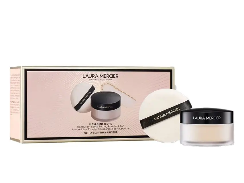 Laura Mercier Indulgent Icons Ultra-Blur Translucent Loose Setting Powder & Puff - Limited Edition 2-Piece Set