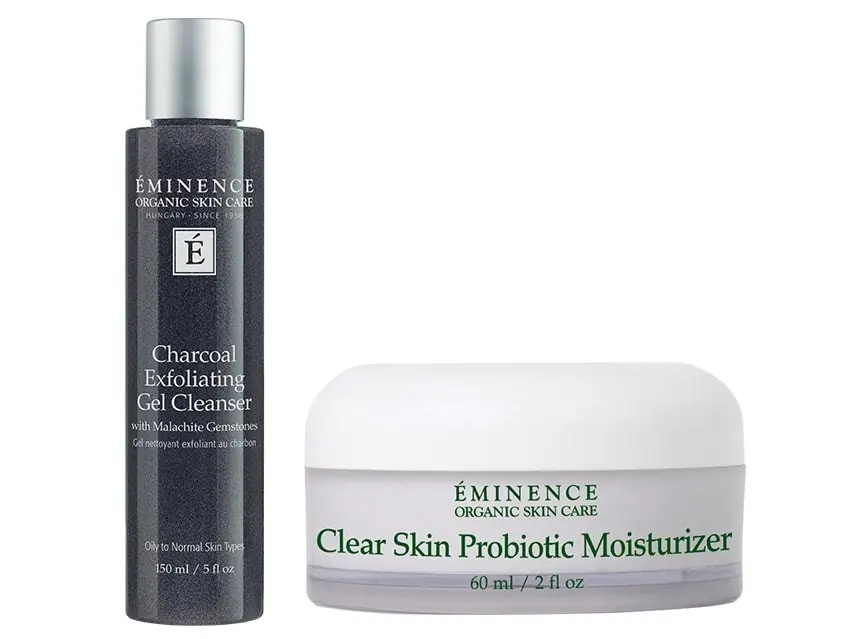 Eminence Organics Charcoal Exfoliating Cleanser & Clear Skin Moisturizer Duo for Men