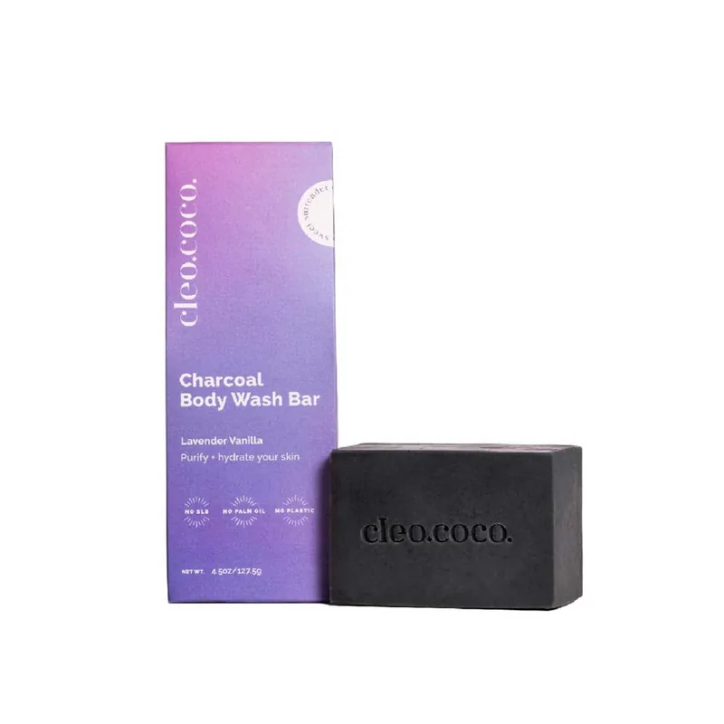 Cleo + Coco Charcoal Body Wash Bar – Lavender Vanilla - Cedra Pharmacy