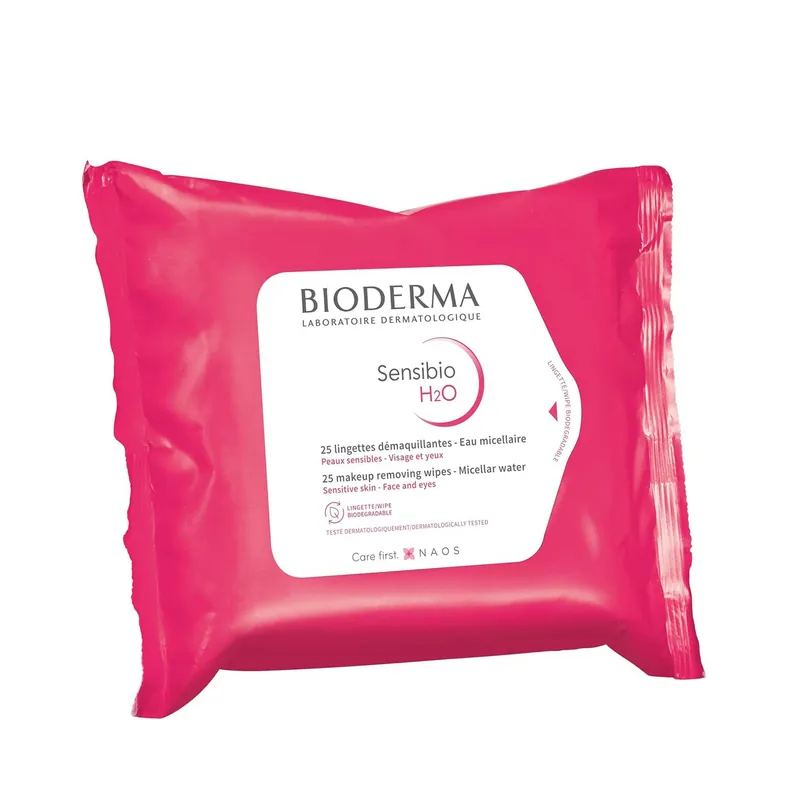 Bioderma Sensibio H2O Face Wipes – 25 Biodegradable Cleansing Wipes - Cedra Pharmacy