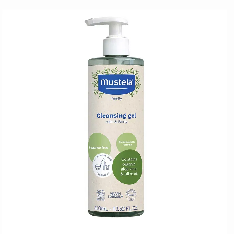Mustela Organic Cleansing Gel – Hair & Body Wash with Aloe Vera & Olive Oil - Cedra Pharmacy