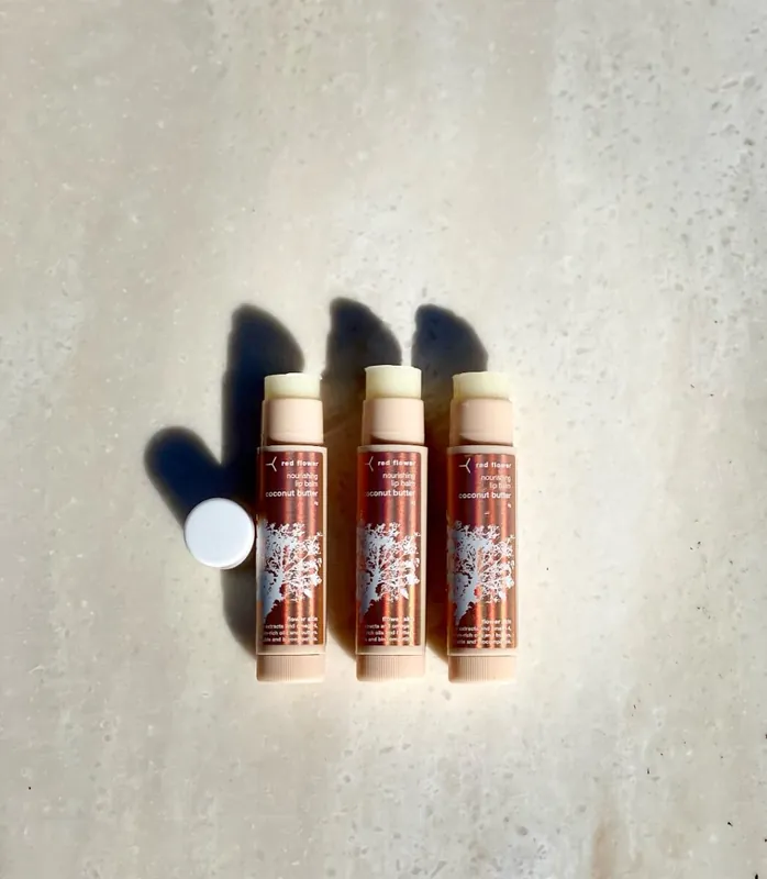 coconut lip balm set of 3 - red flower