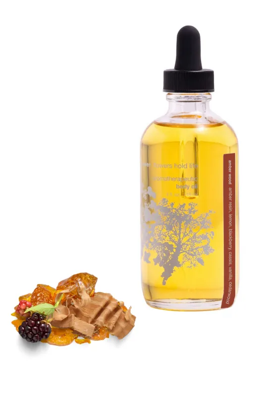 amber wood aromatherapeutic body oil - red flower