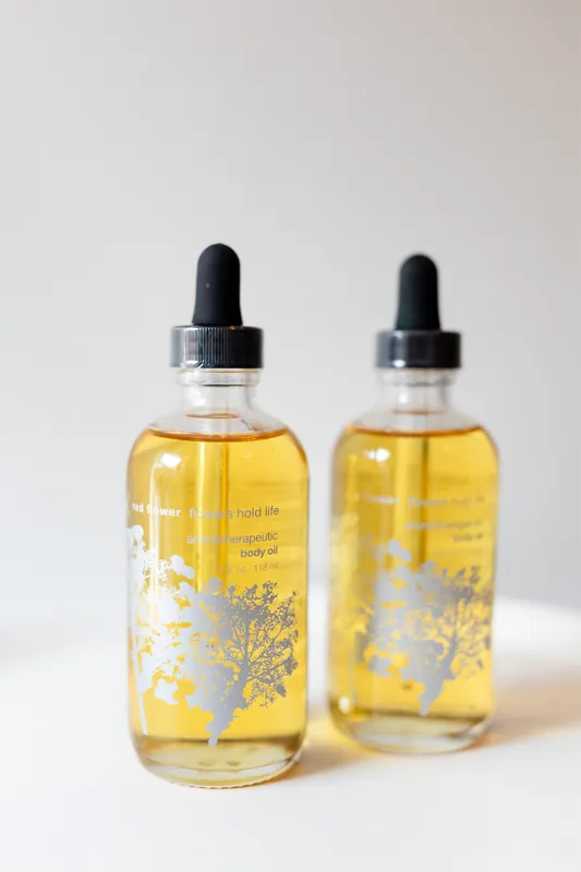 unscented therapeutic body oil - red flower