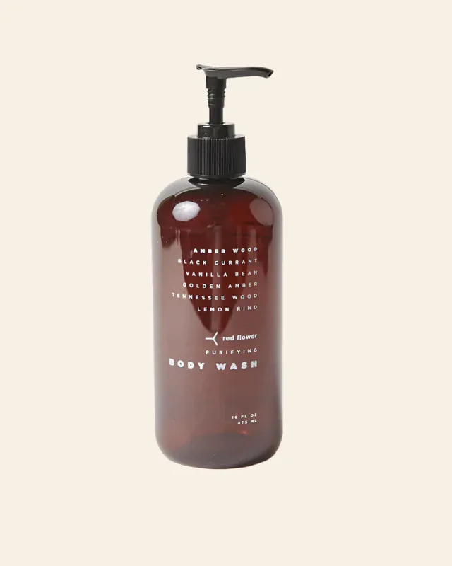 amber wood purifying body wash 16oz - red flower